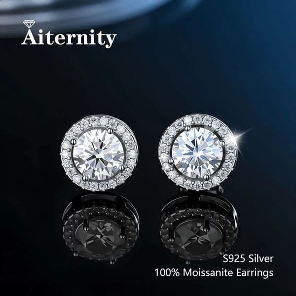 D VVS1 Stud Earrings For Women Pass Diamond Tester Pen S925 Platinum plating Moissanita With 2 Certificates 260323