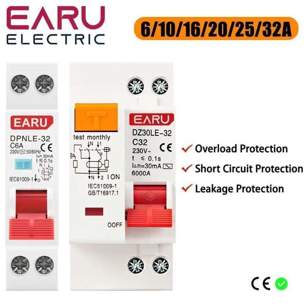 DPNL 230V 50/60Hz RCBO MCB 1PN 6KA Residual Current Differential Automatic Circuit Breaker Over Current Leakage Protection X260323