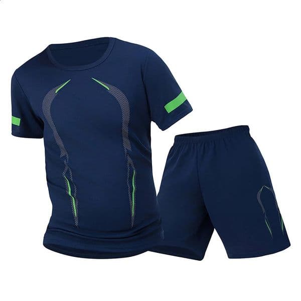2 Piece Four Seasons Mens Short Sleeve Set Printed Quick Drying T-shirt for Youth Sports Fitness Running Comfortable and Casual 260323