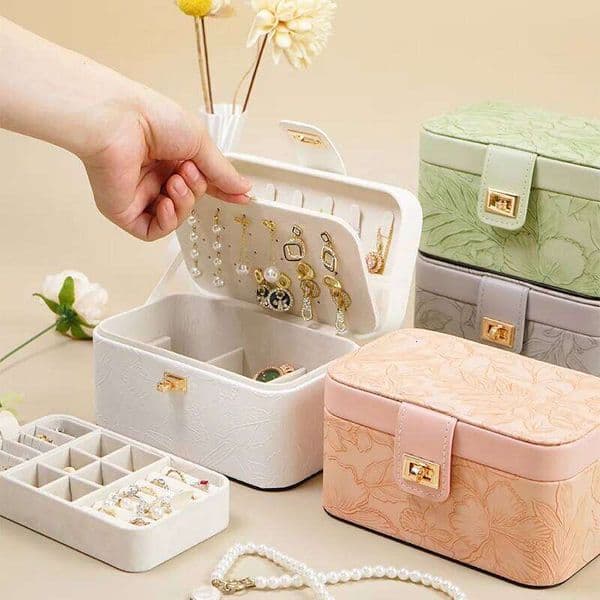 2026 New Light Luxury Printing Large Capacity Layered Necklace Bracelet Earrings Ring Jewellery Box 26Y0323