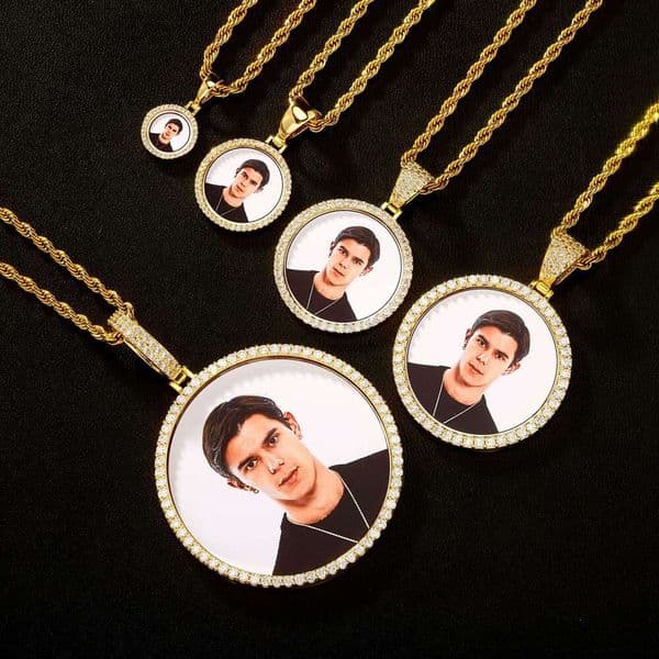 Jewelry Hip Hop Personality Pendant Silver Inlaid Moissanite Solid DIY Creative Photo Necklace Jewelry Wholesale