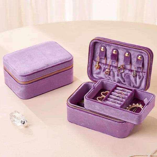 Light Luxury Delicate Velvet Portable Earrings Necklace Ring Jewelry Storage Box 26Y0323