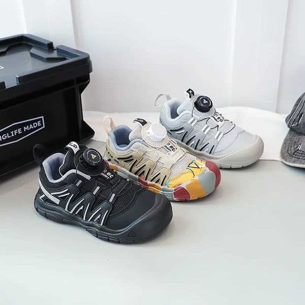 2025 Autumn New Boys Girls Casual Shoes Toes Capped Breathable Kids Tennis Shoes Rotating Button Children Sports Shoes Soft SoleT260321