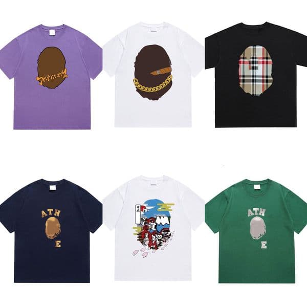 men designer t shirts Ape Printed Cotton T-shirt High Street Graffiti Sportwear Fashion Women Shirt Hip Hop Clothes Short Sleeves Tee Loose Youth Street Campus ce