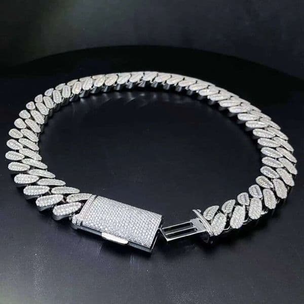 Hiphop VVS Moissanite S925 Silver 13mm Cuban Chain with Fringes a Dazzling Night Club Necklace That Catches the Eye