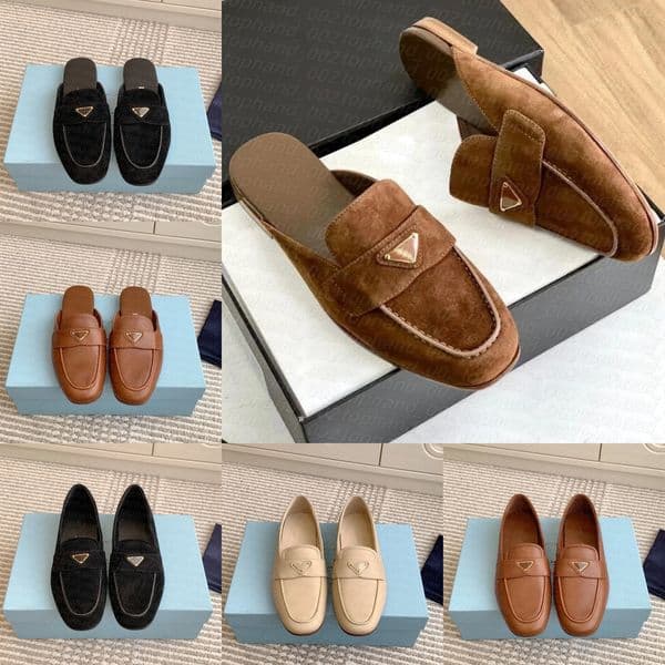 Designer Mule flat shoe Leather Suede slippers Women Men Dress shoes Luxury Scuffs designer loafers clogs Summer sandale blazer Business Formal Casual Moccasins