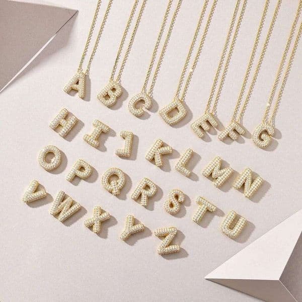 Minimalist Trendy Chains 925 Silver Sparkling Moissanite Jewelry Chain 26 Initial Letter Design Women Wedding Necklaces