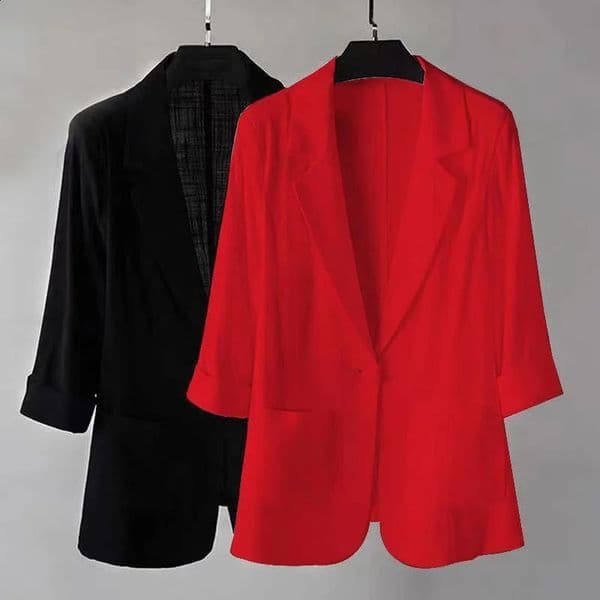 Women Cotton Linen Blazer 2026 Summer Short Suit Jacket Korean Casual Sun Protection Clothing Large Size 5XL Thin Top 260323