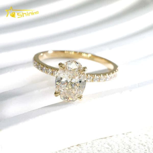 Fine Jewelry 14K Solid Yellow Gold with Certificate Oval Cut 2CY VVS2 IGI Lab Grown Diamonds Engagement Rings
