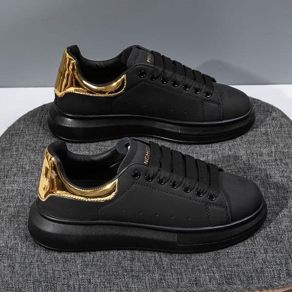 Fashion All Black Platform Sneakers for Men Women Teens, Thick Sole Casual Walking Shoes for Daily Wear Free shipping Size 35-45