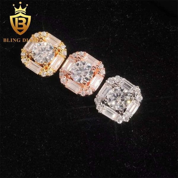 Fashion 925 Sterling Silver Flower Earrings Hip Hop Jewelry Earring VVS Iced Out Moissanite