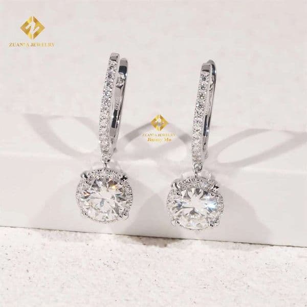 Fashion Luxury Elegant Style Earring Jewelry 925 Silver Vvs1 Moissanite Diamond Hoop Drop Earrings Women Gift