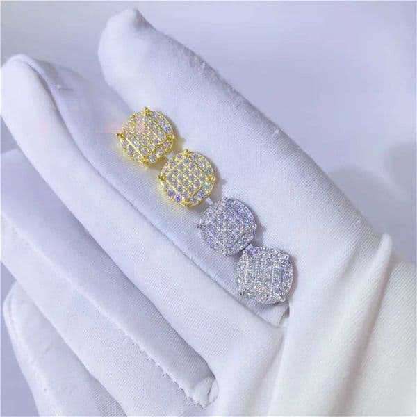 925 Silver Diamond Jewelry Gra Vvs Moissanite Mens Round Stud Earrings
