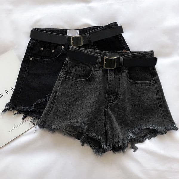 Denim Shorts For Women Summer New Style Ins Trend Casual Designer Pants Hot Pants High Waist Covering Flaws A-line Frayed Hem Slimming Wide-leg Pants