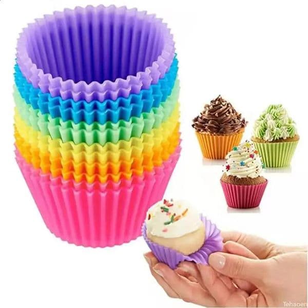 12Pcs Silicone Cup Cake Mold Reusable Cupcake Mould Muffin Pastry Chocolate Pudding Candy Jelly Baking Cookie DIY Tool 260312
