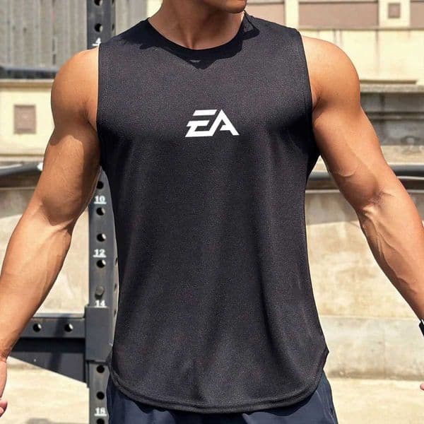 Summer New Trend Mens Pullover Round Neck Mesh Bottom Shirt Sports Fitness Swimming Running Shirt Sveless Vest Quick Dry J260323