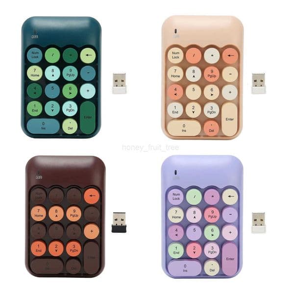 1Pc 24GHz Wireless Numeric Keypad 18 Keys Retro Color Round Keycaps Mini Number Keyboard with USB Receiver for Laptop H260323