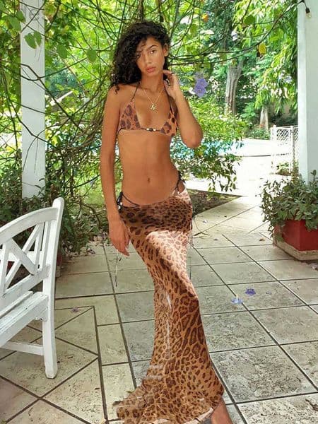 Womens Swimwear Sexy Leopard Print 3 Pieces Bikini Set 2023 Summer Beach Wear Triangle Bikinis Swimsuit With Skirt Coverup A1554 230331