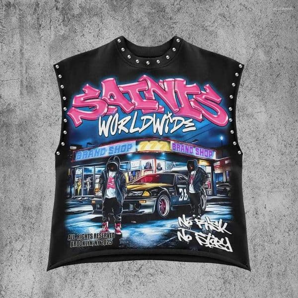Men's Tank Tops Dark Patchwork Rhinestone Summer Sleeveless For T-Shirts High Street Aesthetics Daily Basic Vest