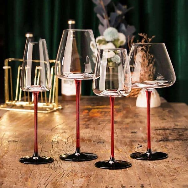 2pcs Bar Tool Hand-blown Crystal Glasses Holder European Style Champagne Goblet Concave Bottom Red Wine Cup Party 26H0324