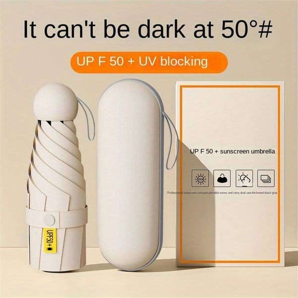 1pc Anti-Uv Mini Umbrella For Sunny Rainy Days, Portable With Uv Coating And 6 Reinforced Ribs 26Y0324