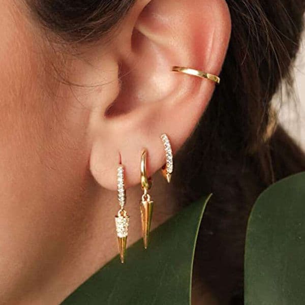 Jewelry Wish New Creative Geometric Rivet Cone Pendant Earrings Hip Hop Street Style Ear Accessories Wholesale