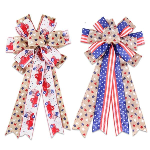 2026 New Independence Day Hanging Decor Handmade USA Flag Truck Ribbon Bowknot DIY American National Day Party Decoration Supplies