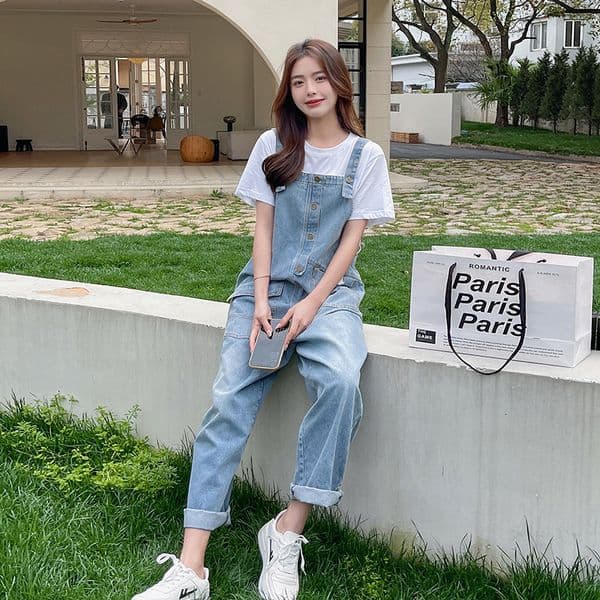 Cool And Sweet Denim Overalls For Women Summer Thin Style Petite Korean Version Loose Fit Designer Pants Celebrity Style Age-reducing Two-piece Set