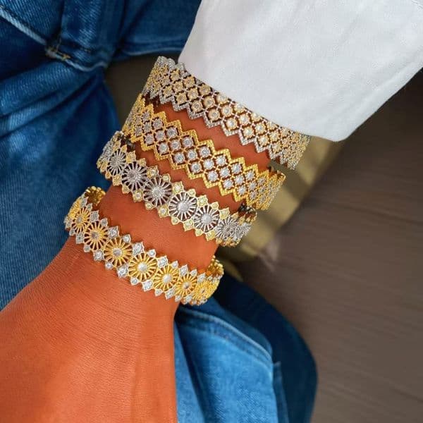 Fashion Desinger Bracelet Ring Jewelry Royal Hollow Clover Flower Lace Bracelet Sets French Style Gold Plated Hollow Charm Cuff Bangle Women Jewelry Wholesales
