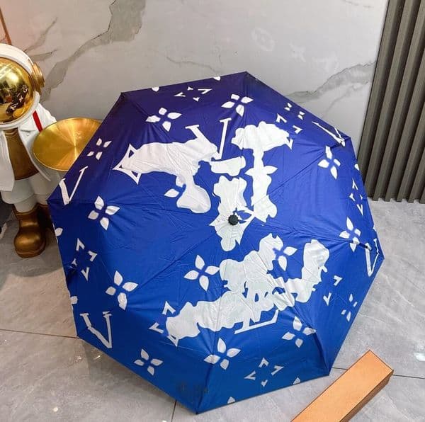 Fashion Classic Blue Old Flower letter Fully Automatic Triple fold Umbrella Designer rain or shine Dual Use Umbrella Outdoor Sunshade Umbrella Sunscreen gift box