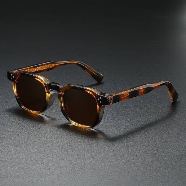 Sunglasses Unisex Square Frame Polarized Acetate Studded Fashion Eyewear