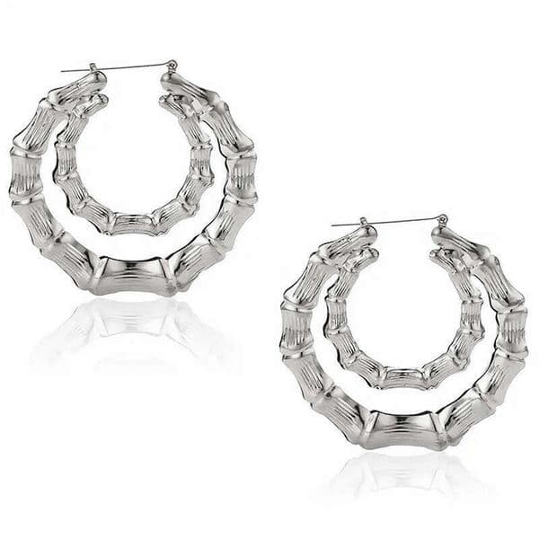 Factory Direct Sale New Double-Layer Open Ring Jewelry Bamboo-Style Elegant Country Style Oversized Earrings
