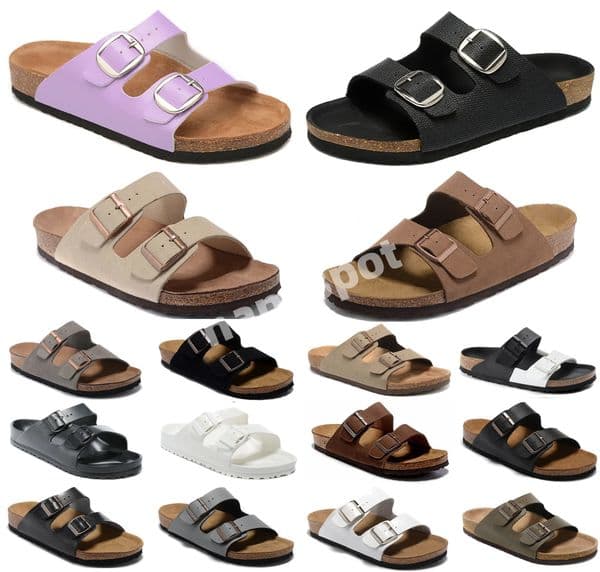Mens womens designer brikenstook beach slippers slides high quality sandals soft suede leather taupe mocha beige mud sand blue grey pink scuffs platform black
