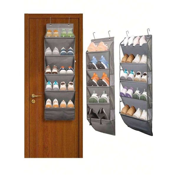 1pcs 5-Layer Over The Door Organizer, Gray Non-Woven Fabric Storage Hanging Bag,Hanging Shoe Rack 26Y0324