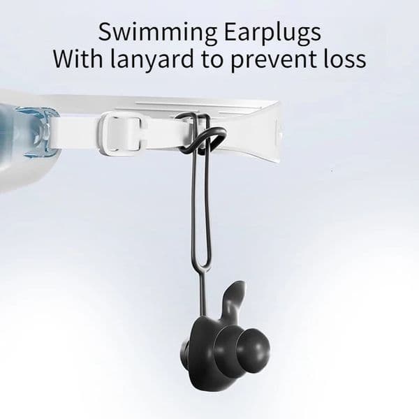 1pair Swimming Earplugs with Lanyard to Prevent Loss Silicone Earplugs for Water Resistance Suitable for Diving and Swimming 260324
