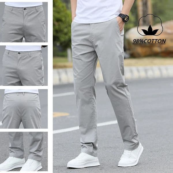 Mens HighQuality Chinos Cotton Casual Trousers Breathable Straight Pants Sizes w28w40 260324