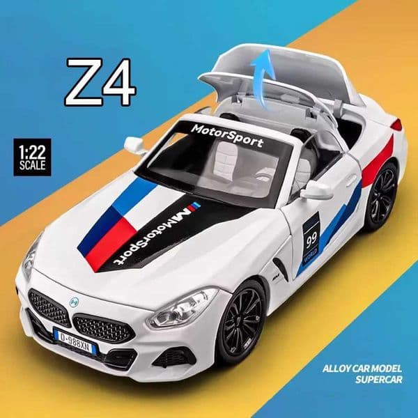122 Scale BMW Z4 Models Alloy Cars Diecast Toys Wheel Steering Miniature Supercar with Light Sound Vehicles Boys Birthday Gifts S251211