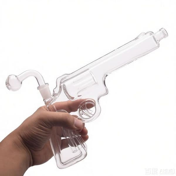 Popular Newest Clear Sandblasting Gun Shape Handmade Glass oil burner water Bong pipe with Glass Bowl and Downstem Smoking Accessories
