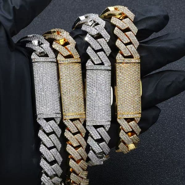 Hip-hop rapper 16MM Cold-cut Moissanite Diamond Necklace - Cuban-style Men's Style - Full Diamond Design - Birthday Gift