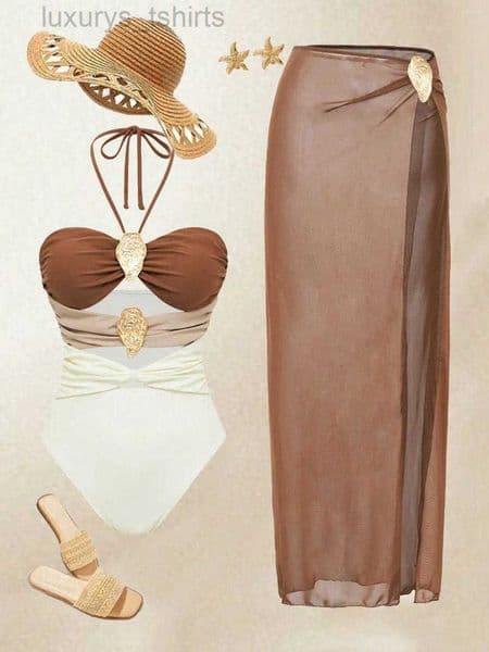 Womens Swimwear 2026 Hollowen One Piece Swimsuit Sexy Luxury Women Off Shoulder Swim Suits Patchwork Bathsuit Belt Bodysuit Beachwear