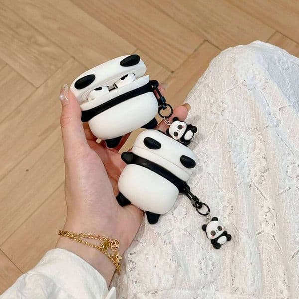 Cute Lying Panda Headphone Case For AirPods 4 2024 Airpod Pro2 1 2 3 Earbuds Charging Box Protective Earphone Cover 26L0324