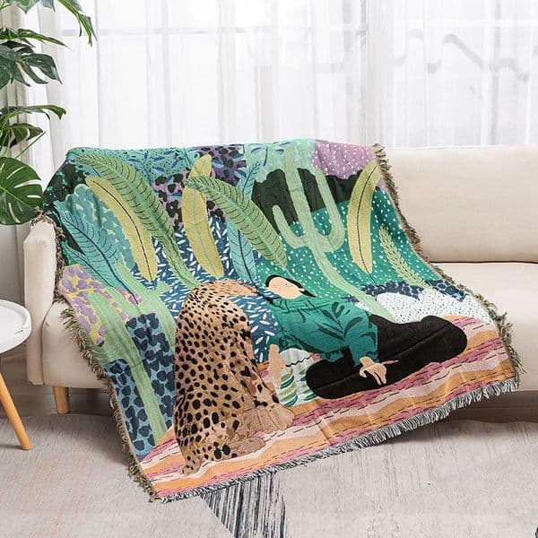 Rainforest Tiger Color Geometric Pattern Sofa Throw Blanket Abstract Decorative Hanging Tapestry Blankets Rug Home Decor 260324