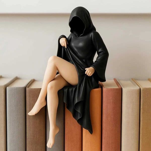 Funny Desktop Decoration Resin Black Clothes Woman Action Figure Model Office Bookshelf Mysterious Statue Halloween Decoration W260324