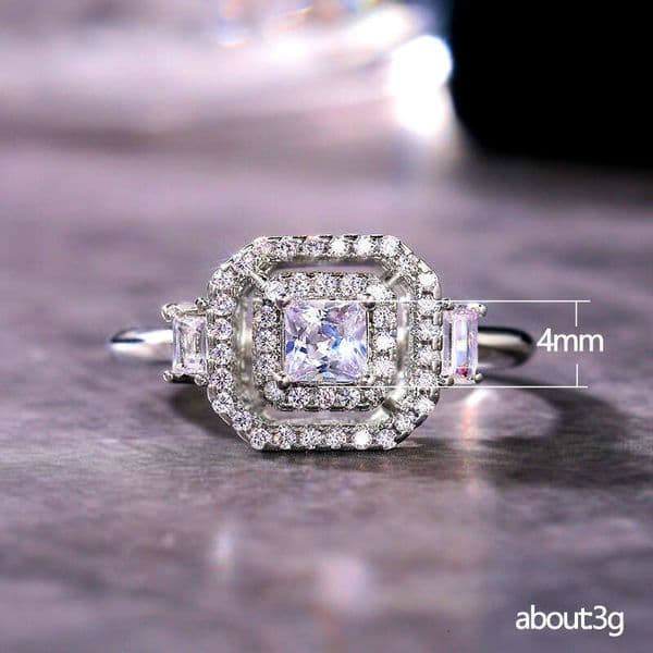 wish new model platinum-plated simulated diamond wedding women Jewelry double-layer super shiny Moissanite ring for women