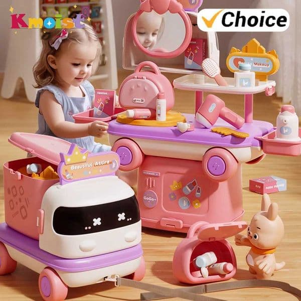 Kids Doctor Kitchen Makeup Toys for Girls Interactive Pretend Game Set Portable Foldable Storage Box Children Birthday Gifts S251230