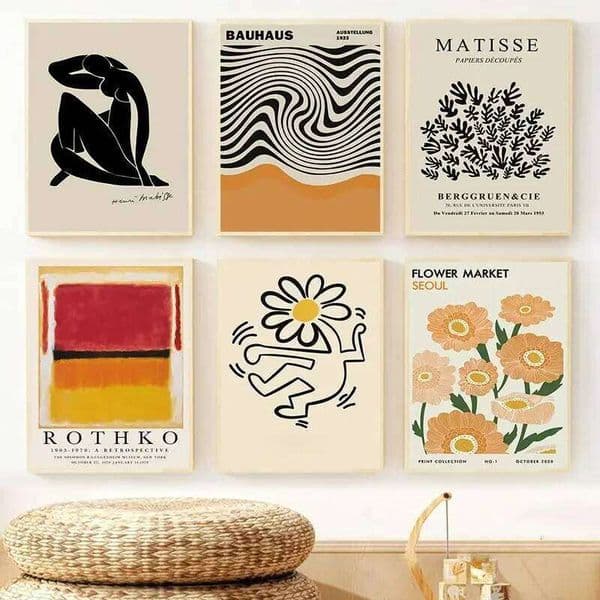 Abstract Yayoi Kusama Orange Wall Art Matisse Mark Rothko Posters and Prints Flower Market Canvas Painting Mural Decoration 26H0324