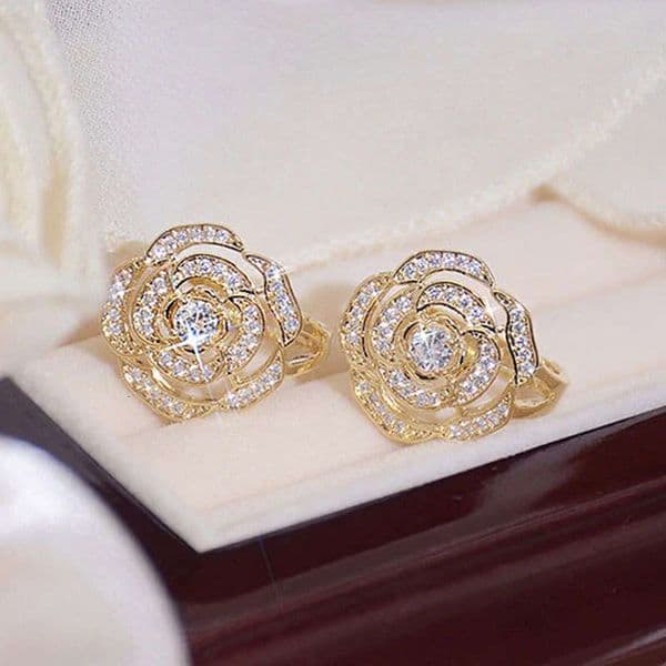 3D Earrings Sweet and Super Fairy Elegant Rose Flower Clips Fashionable Versatile Ear Accessories Direct from Manufacturer