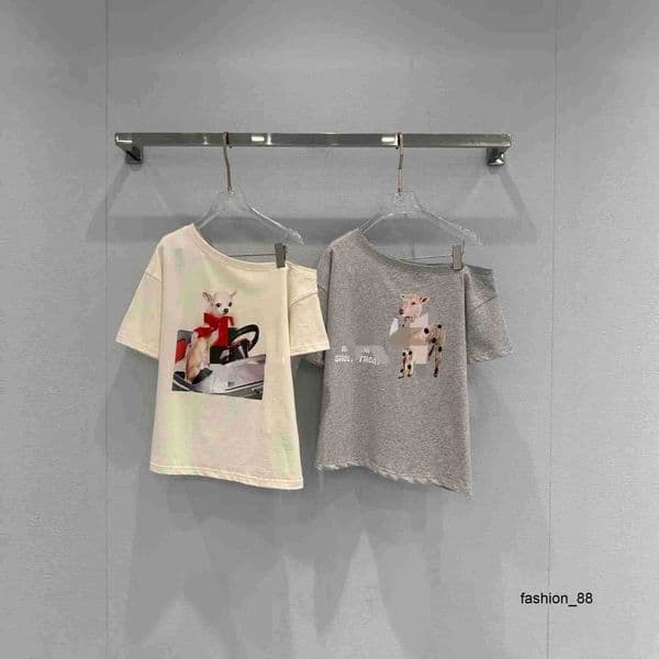 Designer Nanyou high-end fashion women's clothing MARKG brand 2026 early spring one-shoulder fun print T-shirt SVZW