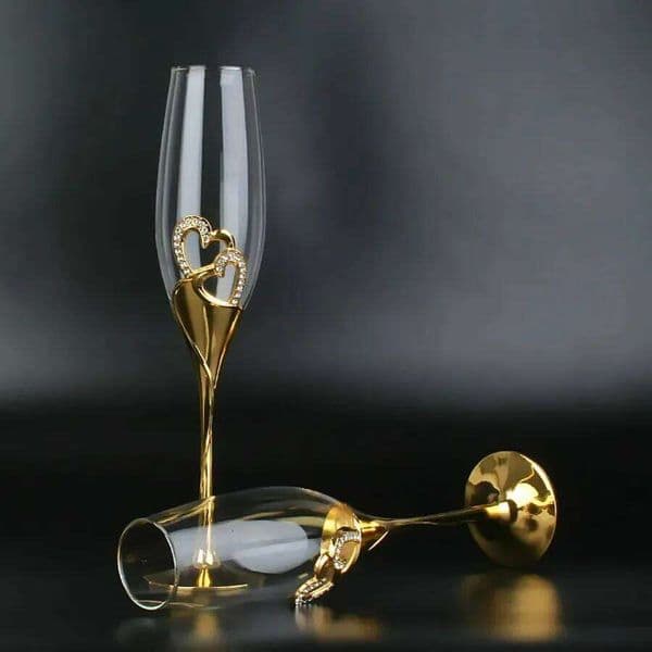 Crystal Champagne Wedding Goblets Luxury Red European Household Sparkling Sweet Golden Wine Glasses 26H0324