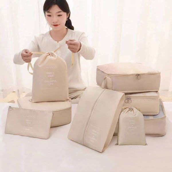8pcs Set Foldable Luggage Travel Storage Bags,Travel Clothing Organizer,Packing Cubes Portable Clothes Sorting Organizer Bag 26Y0324
